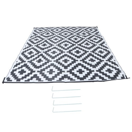 8x10ft Waterproof Outdoor Rug Outdoor Plastic Straw Rug For Camping Black&White