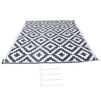 8x10ft Waterproof Outdoor Rug Outdoor Plastic Straw Rug For Camping Black&White