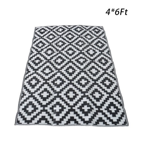 Black & White 4x6FT Waterproof Outdoor Rug Outdoor Carpet For Patio Backyard
