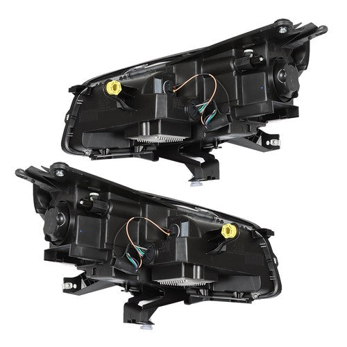 Headlight For GMC Acadia 2013-2015 16 Driver&Passenger Halogen w/LED Tube Black
