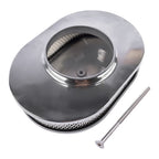 12" Oval Fully Finned Polished Aluminum Air Cleaner For Classic Chevy Ford Mopar
