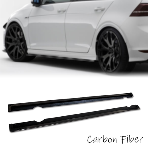 Carbon Fiber Side Skirts Extension Pair for Volkswagen GOLF 7 R VII MK7 2013-16