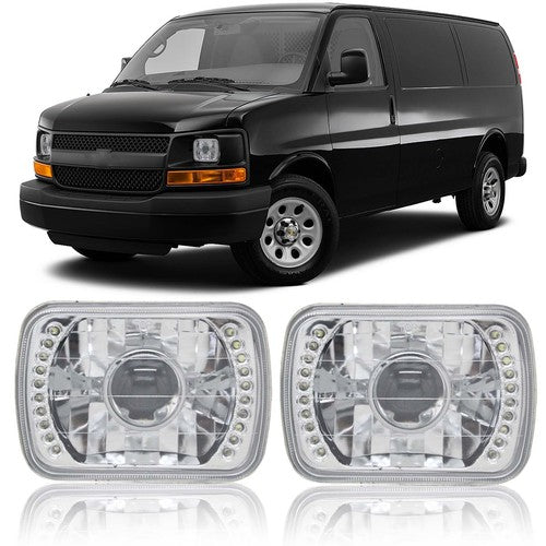 7x6 5X7 LED Halo Projector Headlight for Chevy Express Van 1500 2500 3500