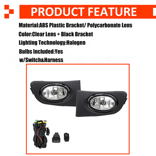 Front Mesh Grille & Fog Lights Lamps for 2001-2003 for Honda Civic Sedan