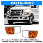 Fit For 00-15 Ford F650 F750 Pair Headlight Bezel Trim Driver Passenger With Bulbs