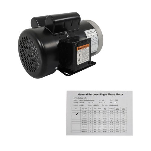 5HP Electric Motor 3450RPM 5/8" Shaft Single Phase 208-230V 56C Frame 60HZ TEFC