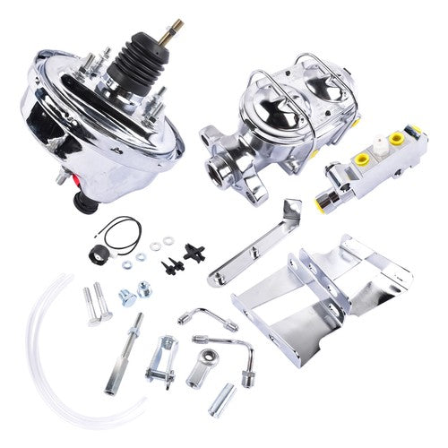 8" Chrome Brake Booster Cylinder Disc / Drum Kit for Chevrolet Impala 1958-1964