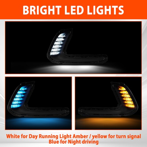 LED DRL Turn Signal Night Driving Fog Lights Pair for 2016-2018 Hyundai Elantra