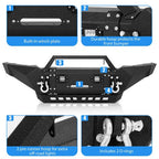 For Toyota Tacoma 2005-15 Front Bumper Steel with Winch Plate LED Lights Skid Plate