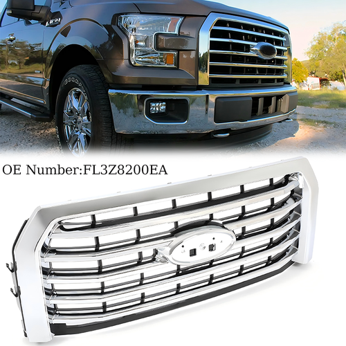 FL3Z-8200-EA Chrome Front Upper Bumper Grille for Ford F-150 2015-2017