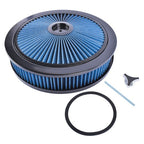 14" x 3" Blue Air Cleaner Set Super Flow Washable Blue Extraflow for Chevy Ford