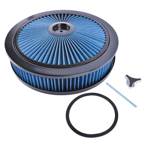 14" x 3" Blue Air Cleaner Set Super Flow Washable Blue Extraflow for Chevy Ford
