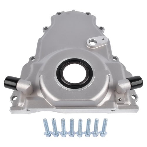 Timing Cover with 10AN Twin Turbo Oil Drain Fittings for LS Gen IV GM LS 6.2L
