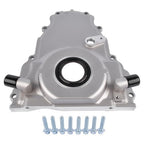 Timing Cover with 10AN Twin Turbo Oil Drain Fittings for LS Gen IV GM LS 6.2L