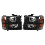 Headlights Headlamps Black Housing Pair For 07-14 Chevy Silverado 1500-3500 New