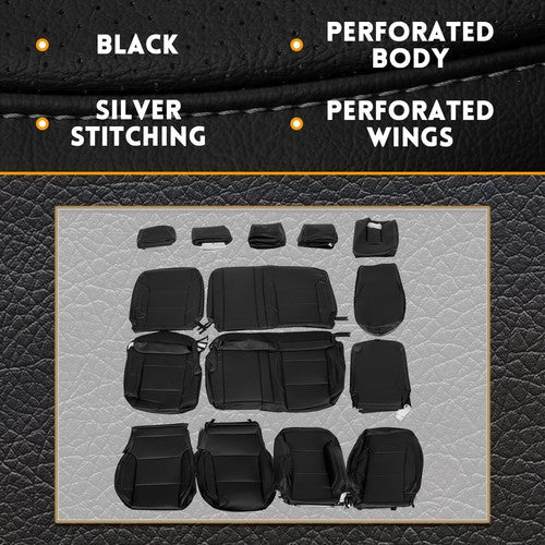 For 14-2018 Chevy Silverado LT DOUBLE Cab Full Set Seat Cover Black Replacement