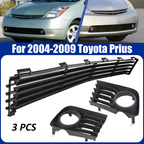 Front Lower Grille & Pair Fog Light Covers W/ Hole For Toyota Prius 2004-2009