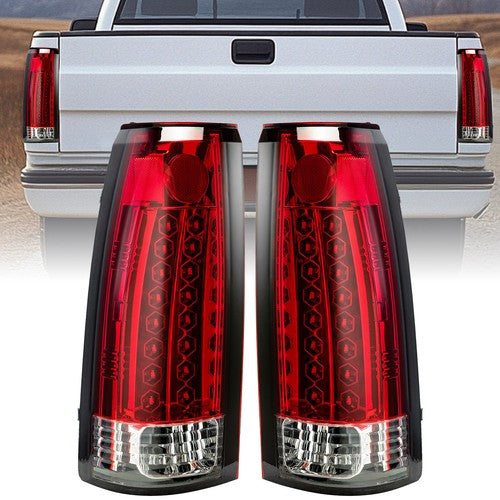 Tail Lights Lamp LED Red Pair for 1988-1998 Chevy K1500 GMC C1500
