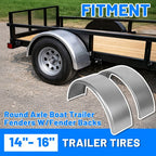 Pair Round Single Axle Trailer Fenders Backs for 14-16 Inch Wheels