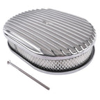 12" Oval Fully Finned Polished Aluminum Air Cleaner For Classic Chevy Ford Mopar