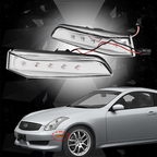 White LED Bumper Side Marker Lights Clear for 2003-2007 for Infiniti G35 Coupe