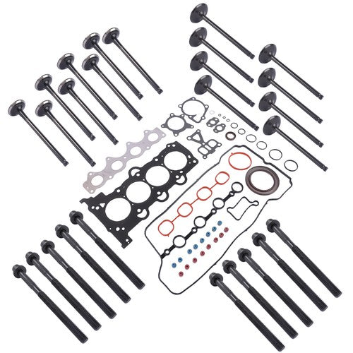Gasket Set W/ Bolts &Intake Exhaust Valves for Hyundai Accent 1.6L L4 2012-2019