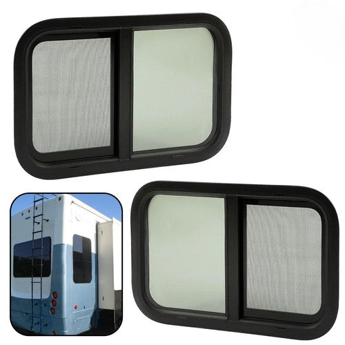 2PCS Universal 16" x 25" Horizontal Slider RV Window For Cargo Trailer W/ Screen