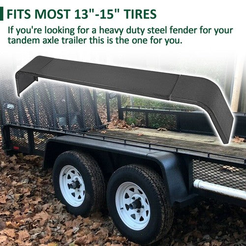 13"-15" Tires Steel Diamond Tread Plate Tandem Axle Trailer Fenders 10"x72"x13"