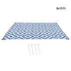 Waterproof Plastic Foldable Rug 8x10FT Outdoor Carpet Navy Blue White
