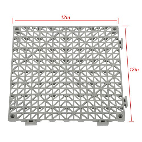 12"x12" Gray PVC Non-Slip Interlocking Drainage Floor Mat For Bathroom 55 Pack