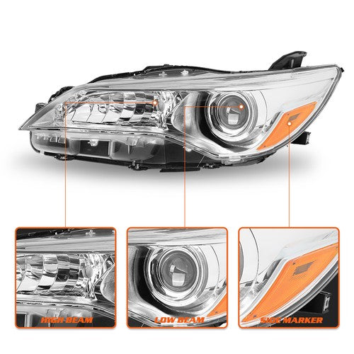 Projector Headlight Assembly Chrome LH RH for 2015-2017 for Toyota Camry