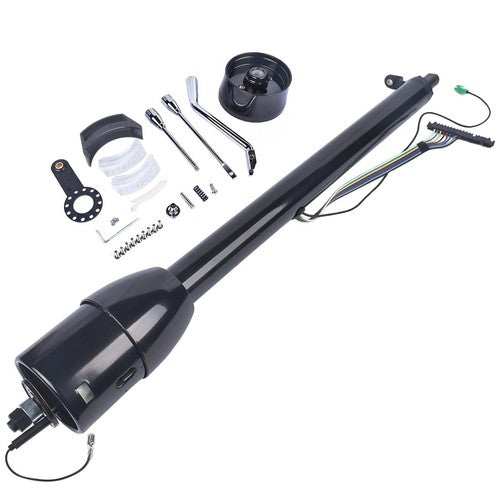 32" Automatic Column Shift Tilt Steering Column No Key & Wheel Adapter Black