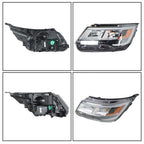 Left LH Fit For Ford Explorer 2016-19 Halogen W/LED DRL Headlight Chrome Housing