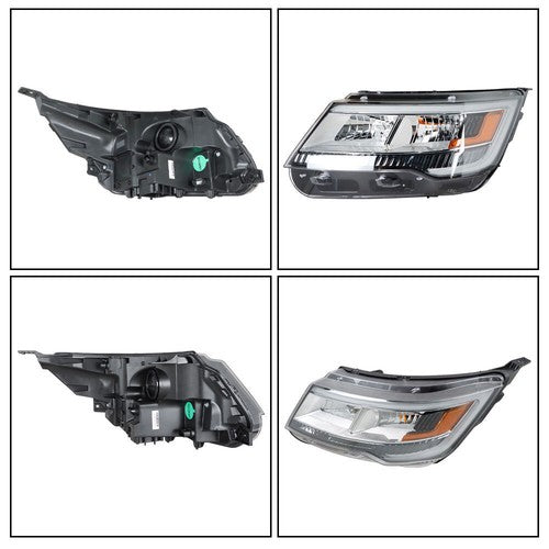 Left LH Fit For Ford Explorer 2016-19 Halogen W/LED DRL Headlight Chrome Housing