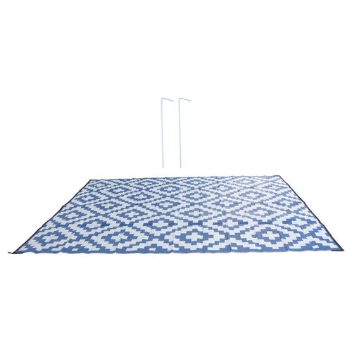 9x12ft Outdoor Plastic Straw Rug For Camping Outdoor Carpet RV Mat Blue & White