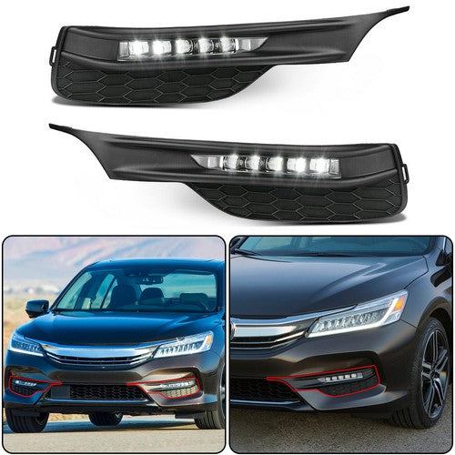 For 2016 2017 Honda Accord Sedan 4Dr LED Fog Lights Bumper Lamps+Wiring+Switch