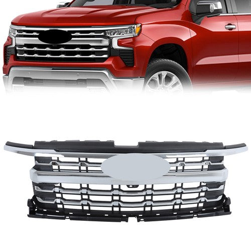 For Chevy Silverado 1500 LTZ 2022-2024 Chrome Plastic Front Bumper Grille New