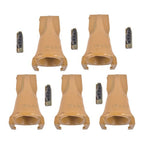 5 Pk Bucket Teeth with Flex Pins Yellow V23SYL V23PN for Backhoe Loader Crane
