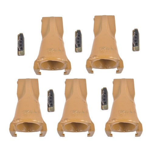5 Pk Bucket Teeth with Flex Pins Yellow V23SYL V23PN for Backhoe Loader Crane