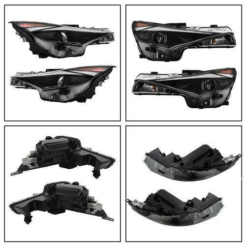 Headlights Replacement For Hyundai Elantra 2021-2022 LH+RH Clear Black Halogen