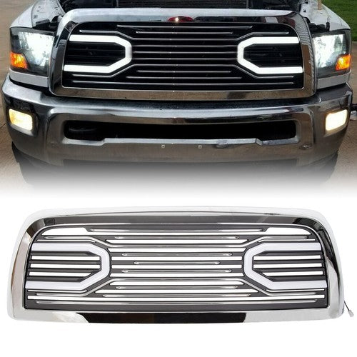 Chrome Grille Replacement Shell and Lights for 2010 2018 Dodge Ram 2500 3500 Big Horn
