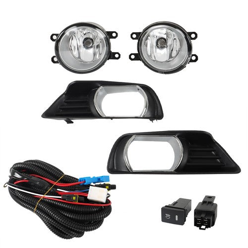 New Fit For Toyota Camry 2007-2009 Front Fog Lights Lamps+Bezel+Switch Kit Clear