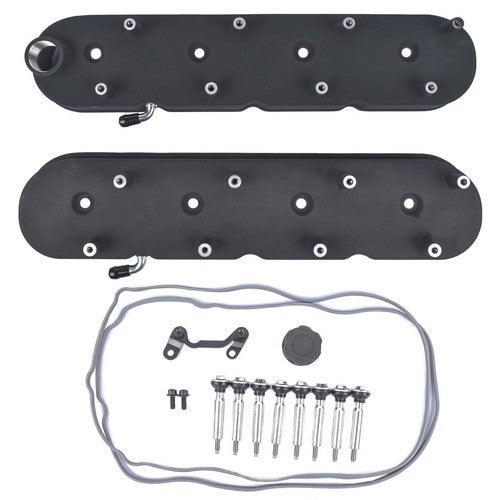 GM LS Black Cast Aluminum Valve Covers w/Coil Mounts For LS1 LS2 LS3 5.3 6.0 6.2