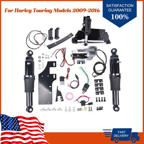 Air Ride Kit with Motorcycle Electric Center Stand for Harley Road King 09-16
