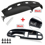 Black Dash Bezel Cover Overlay with Vents for Dodge Ram Pickup 1998 to 2001