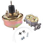 7" Zinc Street Rod Rat Rod Power Brake Booster w/ Bail Top Master Cylinder Kit