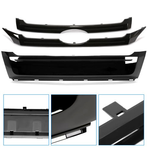 Glossy Black ABS Front Bumper Grille Trim Molding for 2011-2014 Ford Edge 3 Piece