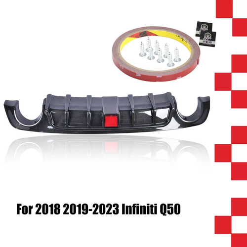 Rear Bumper Diffuser Lip LED Brake DRL Light for 2018-2023 for Infiniti Q50