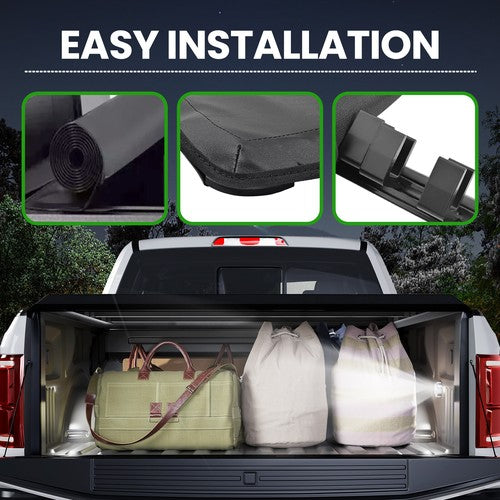 6.5FT Soft Roll Up Tonneau Cover Truck Bed w/Lamp For Ford F150 Heritage 97-04