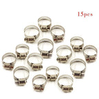 3/4"-1" 15pcs Adjustable Stainless Steel Drive Hose Clamps Fuel Line Worm Clip